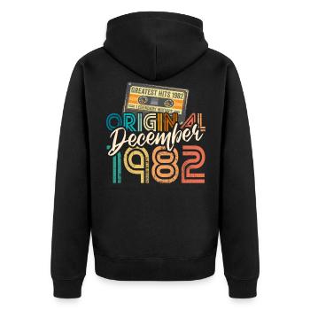 Vintage December 1982 Unique Limited Edition - Unisex Premium Organic Zip Hoodie - black - Back - Nico (187cm)