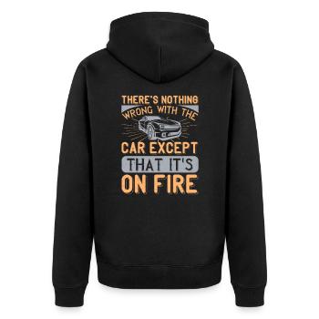 Auto es ist alles in Ordnung mit dem Auto, außer - Unisex Premium Bio Zip Hoodie - Schwarz - Hinten - Nico (187cm)
