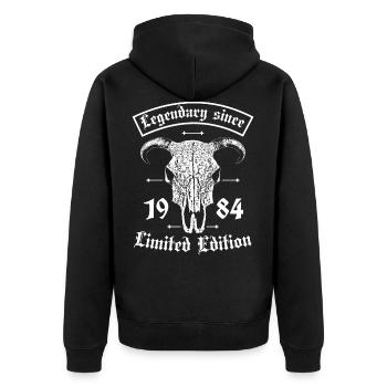Legendary since 1984 Limited Edition - Unisex Premium Organic Zip Hoodie - black - Back - Nico (187cm)