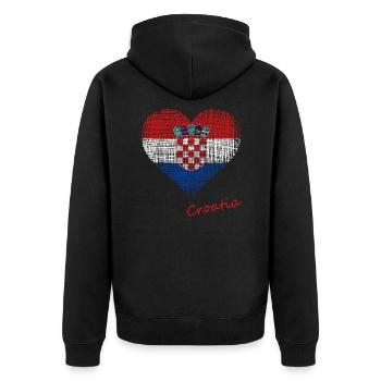 Croatia - Unisex Premium Bio Zip Hoodie - Schwarz - Hinten - Nico (187cm)
