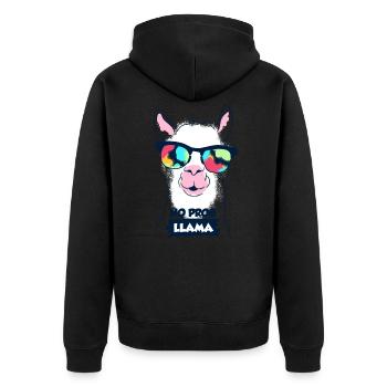 Lama - Unisex Premium Organic Zip Hoodie - black - Back - Nico (187cm)