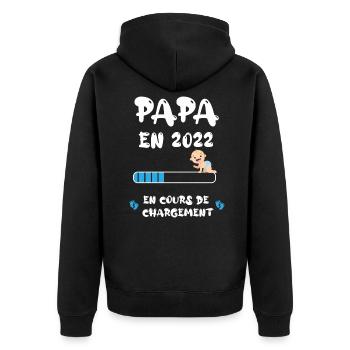 papa en 2022 - Veste à capuche bio Premium Unisexe - noir - Dos - Nico (187cm)
