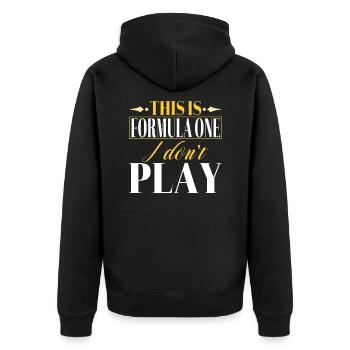 Das ist Formel Eins Ich spiele nicht - Unisex Premium Bio Zip Hoodie - Schwarz - Hinten - Nico (187cm)