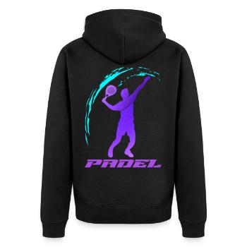 Padel | - Unisex Premium Bio Zip Hoodie - Schwarz - Hinten - Nico (187cm)