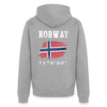 Norvège Norvège Drapeau - Veste à capuche bio Premium Unisexe - gris chiné - Dos - Nico (187cm)