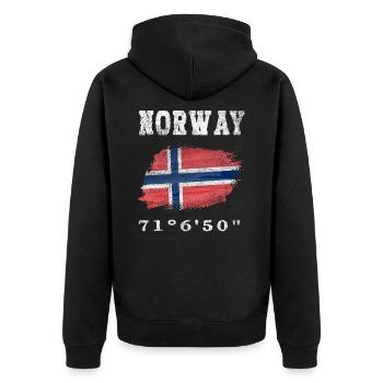 Norway Norway Flag - Unisex Premium Organic Zip Hoodie - black - Back - Nico (187cm)