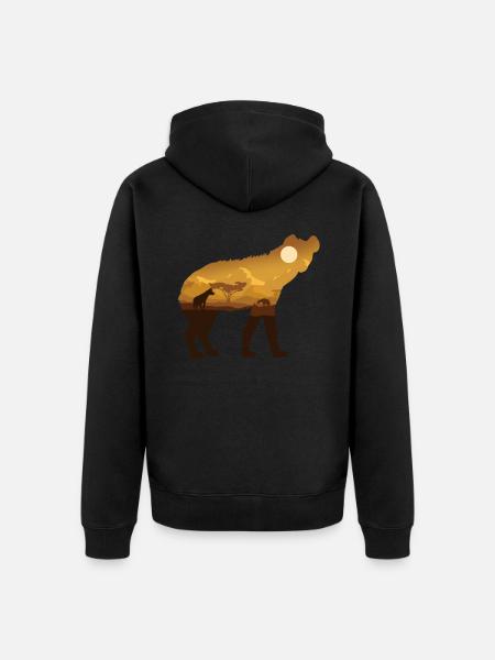Safari hyena - Unisex Premium Organic Zip Hoodie - black