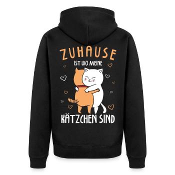 Zuhause Ist Wo Meine Kätzchen Sind Katze - Unisex Premium Bio Zip Hoodie - Schwarz - Hinten - Nico (187cm)