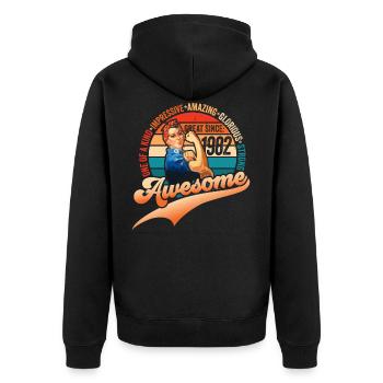 40. Geburtstag geboren 1982 Vintage Design Frauen - Unisex Premium Bio Zip Hoodie - Schwarz - Hinten - Nico (187cm)