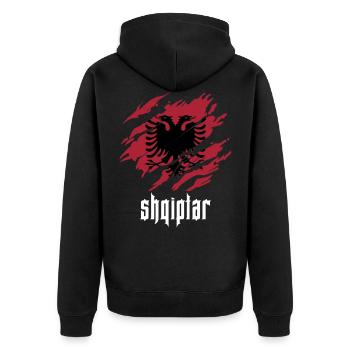 shqiptar Albaner - Unisex Premium Bio Zip Hoodie - Schwarz - Hinten - Nico (187cm)