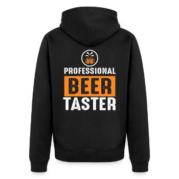Beer slogan Professional Beer Taster - Unisex Premium Organic Zip Hoodie - black - Back - Nico (187cm)