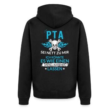 Lustiger PTA Pharmazie Unfall Aussehen Lassen - Unisex Premium Bio Zip Hoodie - Schwarz - Hinten - Nico (187cm)