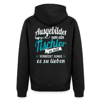 Tischler Schreiner Zimmerer Auszubildender Azubi - Unisex Premium Bio Zip Hoodie - Schwarz - Hinten - Nico (187cm)