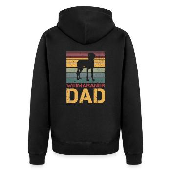 Weimaraner Dad Papa - Unisex Premium Bio Zip Hoodie - Schwarz - Hinten - Nico (187cm)
