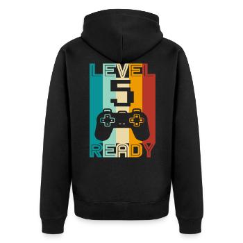 5th Birthday and 5th Anniversary Gaming Design - Unisex Premium Organic Zip Hoodie - black - Back - Nico (187cm)