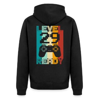 29.Geburtstag Gamer Geschenkidee Zocker 29 Jahre - Unisex Premium Bio Zip Hoodie - Schwarz - Hinten - Nico (187cm)