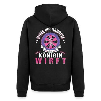 Ruhe Ihr Narren Die Königin Wirft - Unisex Premium Bio Zip Hoodie - Schwarz - Hinten - Nico (187cm)
