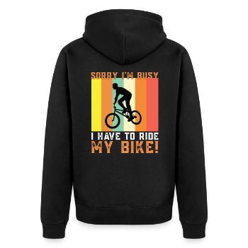 Fahrrad, Radfahren,Radfahrer - Unisex Premium Bio Zip Hoodie - Schwarz - Hinten - Nico (187cm)