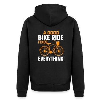 Fahrrad, Radfahren,Radfahrer - Unisex Premium Bio Zip Hoodie - Schwarz - Hinten - Nico (187cm)