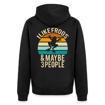 Frosch - Unisex Premium Bio Zip Hoodie - Schwarz - Hinten - Nico (187cm)