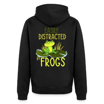 Frosch - Unisex Premium Bio Zip Hoodie - Schwarz - Hinten - Nico (187cm)