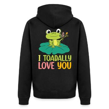 Frosch - Unisex Premium Bio Zip Hoodie - Schwarz - Hinten - Nico (187cm)