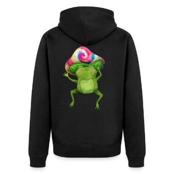 Frosch - Unisex Premium Bio Zip Hoodie - Schwarz - Hinten - Nico (187cm)