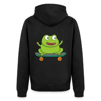 Frosch - Unisex Premium Bio Zip Hoodie - Schwarz - Hinten - Nico (187cm)