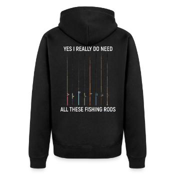 Angling - Unisex Premium Organic Zip Hoodie - black - Back - Nico (187cm)