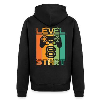 8. Geburtstag Level 8 Start Video Game Design - Unisex Premium Bio Zip Hoodie - Schwarz - Hinten - Nico (187cm)