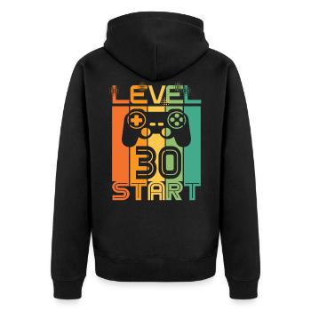 30e anniversaire Niveau 30 Début de la conception de jeux vidéo - Veste à capuche bio Premium Unisexe - noir - Dos - Nico (187cm)