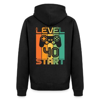 40e anniversaire Niveau 40 Début conception de jeux vidéo - Veste à capuche bio Premium Unisexe - noir - Dos - Nico (187cm)