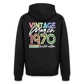 Vintage Mars 1970 Birthday Design pour femmes - Veste à capuche bio Premium Unisexe - noir - Dos - Nico (187cm)