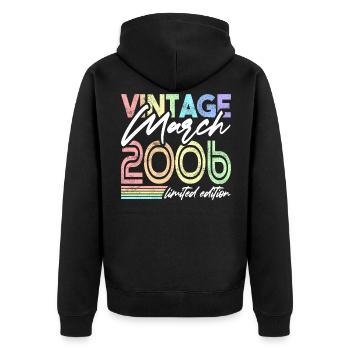 Vintage Mars 2006 Design d’anniversaire pour les femmes - Veste à capuche bio Premium Unisexe - noir - Dos - Nico (187cm)