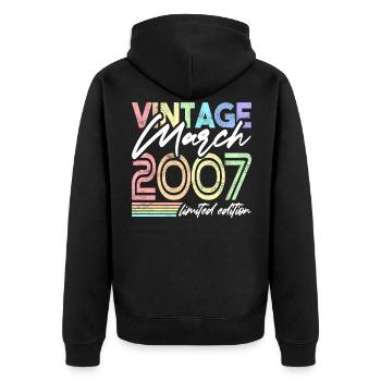 Vintage Mars 2007 Birthday Design pour femmes - Veste à capuche bio Premium Unisexe - noir - Dos - Nico (187cm)