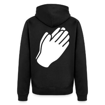Hands symbol - Unisex Premium Organic Zip Hoodie - black - Back - Nico (187cm)