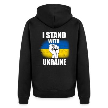 Faire preuve de solidarité avec l’Ukraine - Veste à capuche bio Premium Unisexe - noir - Dos - Nico (187cm)