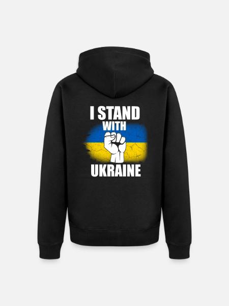Showing solidarity with Ukraine - Unisex Premium Organic Zip Hoodie - black
