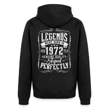 1972 Cadeau d’anniversaire Born Legends - Veste à capuche bio Premium Unisexe - noir - Dos - Nico (187cm)
