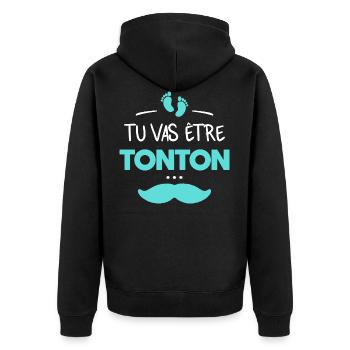Tu vas être tonton - Veste à capuche bio Premium Unisexe - noir - Dos - Nico (187cm)