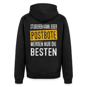 Postbote Briefträger Paketbote Geschenk - Unisex Premium Bio Zip Hoodie - Schwarz - Hinten - Nico (187cm)