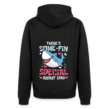 There's Some-Fin Special About Me - Unisex Premium Bio Zip Hoodie - Schwarz - Hinten - Nico (187cm)