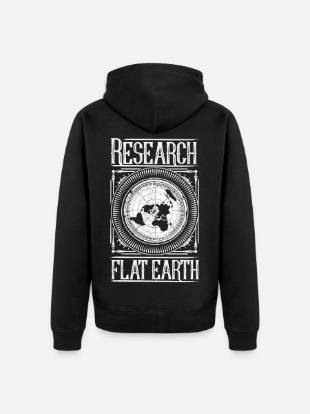 Research Flat Earth - Flat Earth - Unisex Premium Organic Zip Hoodie - black