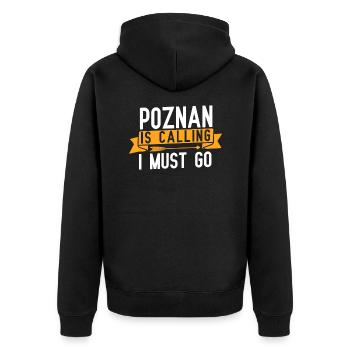 Poznań calls and I have to go - Unisex Premium Organic Zip Hoodie - black - Back - Nico (187cm)