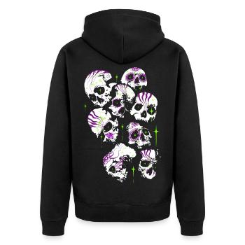 Totenköpfe Totenschädel Halloween Sugar Skulls - Unisex Premium Bio Zip Hoodie - Schwarz - Hinten - Nico (187cm)