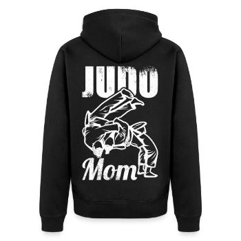 Judo Mama - Unisex Premium Bio Zip Hoodie - Schwarz - Hinten - Nico (187cm)