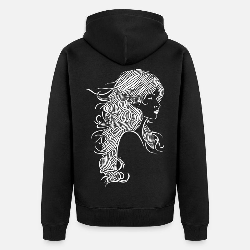 Fille aux cheveux blancs - Veste à capuche bio Premium Unisexe - noir