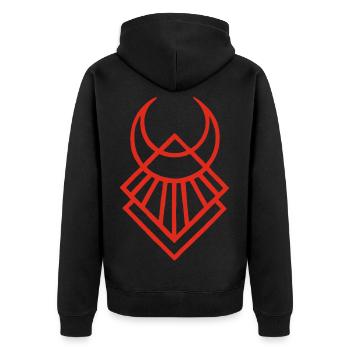 Red Egyptian Lunar Symbol - Unisex Premium Organic Zip Hoodie - black - Back - Nico (187cm)