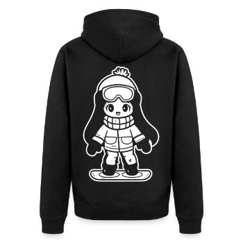Snowboarder Mädchen - Unisex Premium Bio Zip Hoodie - Schwarz - Hinten - Nico (187cm)