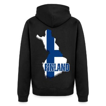 Finnish pride, flag of Finland - Unisex Premium Organic Zip Hoodie - black - Back - Nico (187cm)